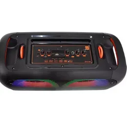 Brodu BTS-1709 Portable Bluetooth Karaoke Speaker with Dual 6.5-Inch Subwoofers, Wireless Microphone, Fire Lights & FM Radio