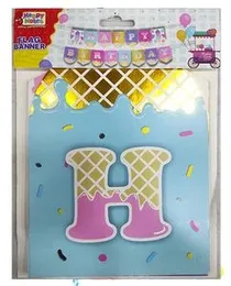 15 Pcs Cardboard Flag Banner Happy Birthday Party Decorations