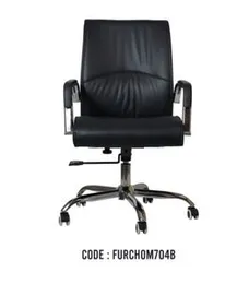 BLACK LEATHER MID-BACK EXECUTIVE CHAIR 704B