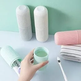 Oval Shape Capsule Portable Travel Toothbrush Storage Portable Capsule Shape Plastic Travel Toothbrush Toothpaste Case Holder.