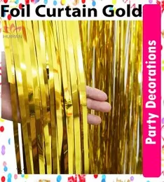 Birthday Gold Foil Curtain Fringe Party Backdrops Balloon