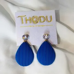 Thodu Blue Teardrop-Shaped Dangle Earrings/drop earrings