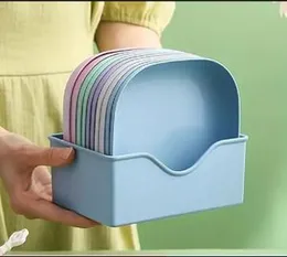 SQUARE BPA FREE PLASTIC SERVING PLATES 10PCS SET SNACKS AND SALADS PLATE SET OF 10 PCS COLOURFUL SNACKS/ BREAKFAST PLATE WITH STAND.