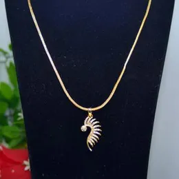 Gold Plated 2.2mm Fox Chain With Peacock Pendant With White Stone For Women.