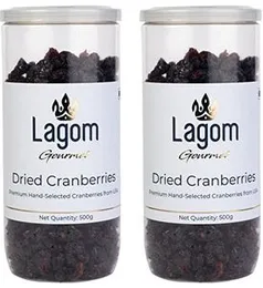 Lagom Gourmet Dried Cranberries 1 kg | Gluten Free | Vegan | Plant Based | Non GMO | Cranberry Dry Fruit