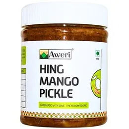 Aweri Hing Mango Pickle (400g): Bold Flavours | 100% Natural Spicy Tangy Homemade Taste | Good for Digestion | Made with Cold Pressed Mustard Oil | Hy