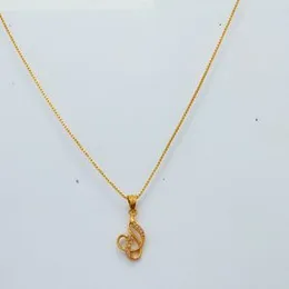 Gold Plated 1mm Box Chain With Artful Casting Pendant for Women-18 inch