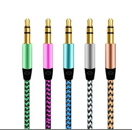 1m Nylon Cloth AUX Cable Male to Male, 3.5mm Audio Aux Cord for Car, Durable Jack Audio Cable