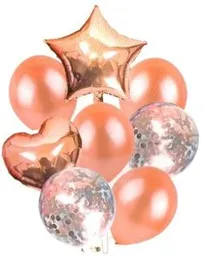 8 PcsBalloon Set with Confetti, Heart & Star Balloons Wedding Birthday Anniversary Party Decor
