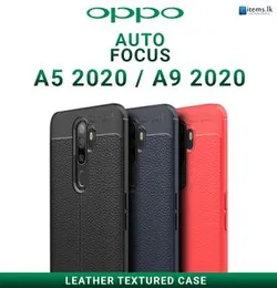 Luxury Auto Focus Leather Texture Silicone TPU Back Cover For Oppo A5 2020 A9 2020