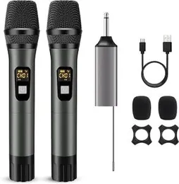 Wireless Metal Dynamic Microphone System with Rechargeable Receiver – 50-Hour Battery, 200ft Range – Ideal for Karaoke, Weddings, DJs, Public Speaking