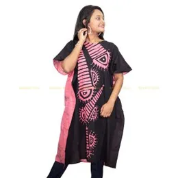 Rose Pink With Black Short Kaftan SK 07
