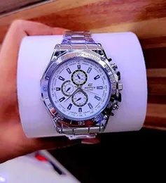 Casio Edifice chronograph watch with a silver-tone stainless steel case