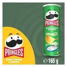 Pringles Potato Chips, Sour Cream and Onion, 165g