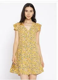 Flora Printed Open Back Side Slit Mini Dress