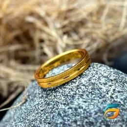 Gold Plated Titanium Steel Dull Polish Wedding Love Couple Ring Heavy Weight High Quality For Women.