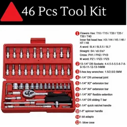 46PCS 1/4-Inch Socket Set | Professional Car Repair Tool Kit with Ratchet Torque Wrench – Auto Mechanic Combo Tools Set