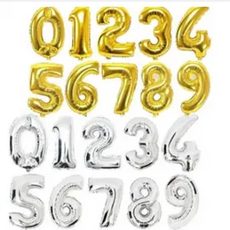 16 Inch Gold Silver Number Foil Balloon - 42cm