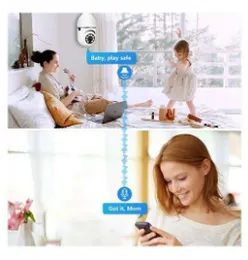WIFI Camera 4K 360 1080P E27 WiFi IP PTZ Security Surveillance Camera - White E27 TO B22 HOLDER FREE ( PIN Holder)