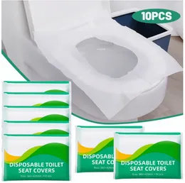 10 Pcs Disposable Toilet Paper Seat Covers Pack - Travel Pack - Water Soluble Anti-Bacteria Flushable Toilet Covers for Travel, Public Toilets