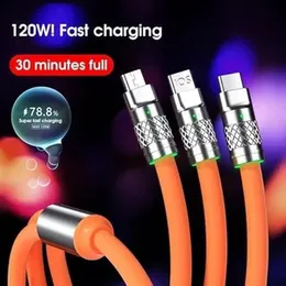 120Watt 3 in 1 Charger Cable Portable Retractable Fast Charging Cable For All Smartphone And Multi-Function Use