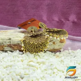 Gold Plated Peacock Metal Dangle Earrings With White pearl metal  for Women.