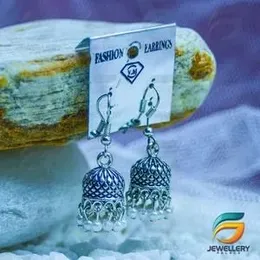 Silver Oxidized Earrings Antique Boho Vintage Tribal Jhumka Jhumki Dangle Faux Pearl Drop earring for Women Girls.