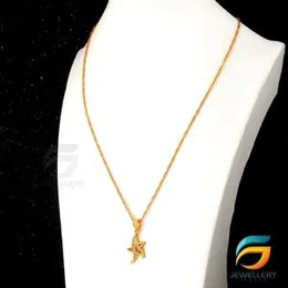 Gold Plated Guaranteed 18/24 inch Karali / Disco Chain with "A" Star Pendant Necklace for ladies-60cm