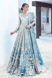 Royal Blue & Silver Pakistani Embroidered Shalwar Suit