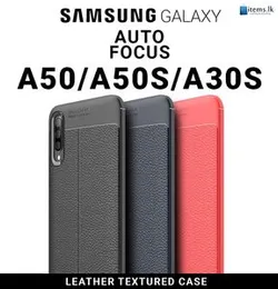 Luxury Auto Focus Leather Texture Silicone TPU Back Cover For Samsung A30s A50 A50s
