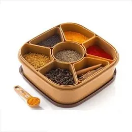 7 Section Masala Box, 700ml Masala Container For Kitchen, Multipurpose Masala&Rangoli box, Airtight Masala Storage Containr Spice Rack