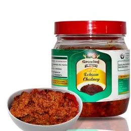 Growing Villagers Lehsun Chutney Homemade Rajasthani Lahsun Chutney | Garlic Paste | Less Oil | Jar Of 400 Grams FROM INDIA (SAM)