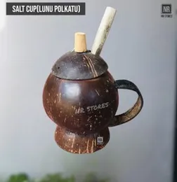Salt cup, lunu pol katu, coconut shell salt cup.