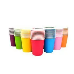 Plain Multi Colour 200ml Paper Cup Birthday Decorations 10 Pcs