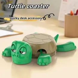2 Pcs Shocked Turtle Coaster - Anti-Slip Heat-Resistant Funny Desk Decor, Vibrant Green Plastic Novelty Coaster