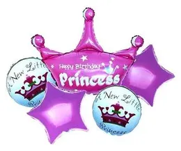 5 Pcs Foil Balloons Princess Birthday Party Decoratings