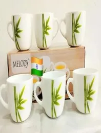 6pcs Cramic tea cups 160ml natural bamboo tree design