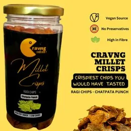 Cravng Millet Crisps| Ragi Quinoa Corn Chips | Low Carb Calorie | Party Snacks | Healthy Snack | High Protein | No Sugar Preservatives Free (Peri Peri