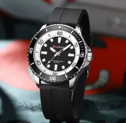 Curren Men’s Analog Watch Round Dial Casual Quartz Watch with Durable Rubber Strap