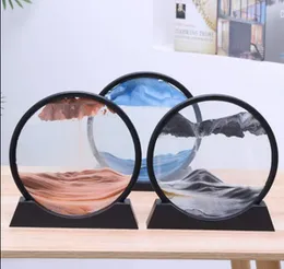 Moving Sand Art Picture – 3D Deep Sea Sandscape in Round Glass Frame, Decorative Design & Gift Item
