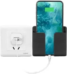 Wall Mount Sticky on Wall Stand Mount Mobile Phone Charger Socket Pocket, Storage Box Cell Phone Remote Control Holder, Damage-Free Universal Dock Cas
