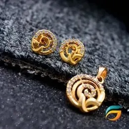 Gold Plated Earring With Pendant Derana Theme For Ladies With White Stone Fashion Stylish Rich Look Pendant.