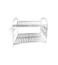 Homelux Liya 2-Tier Dish Rack – Silver Metal Kitchen Organizer | 60×45×60 cm