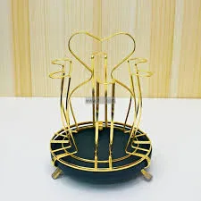 Glass stand rectangle  /round gold Glass stand  6 hock water glass rack cup stand with water tray -golden