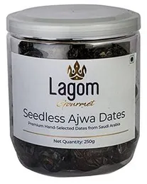 Lagom Gourmet Seedless Ajwa Dates 250G|Saudi Arabia Dates|All Natural|No Preservatives|No Added Sugar|Gluten Free|Vegan|Plant Based|Non Gmo|Dates Dry