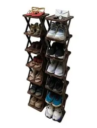 Plastic 6 Layer Shoe Rack - Stackable Shoe Storage Organizer For Bedroom Entryway