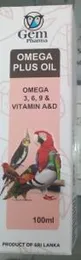 Gem Pharma Birds Omega Plus Oil (Omega 3,6,9, & Vitamin A & D) 100ml l Omega 3, 6 & 9