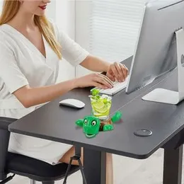 2 PCS SHOCKED TURTLE COASTER - ANTI-SLIP HEAT-RESISTANT FUNNY DESK DECOR, VIBRANT GREEN PLASTIC NOVELTY COASTER WITH MUSIC