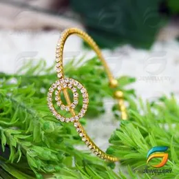 Gold bangle  Size Modern Open Bangle Type Bracelet White ad Stone Party Wear Gold Wear Plated Bracelet Designs Designer With White Stone For Women.