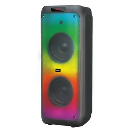 Brodu BTS-1938 Bluetooth Karaoke Speaker with Dual 12-Inch Drivers, 200W Output, Wireless Microphone & RGB Lighting